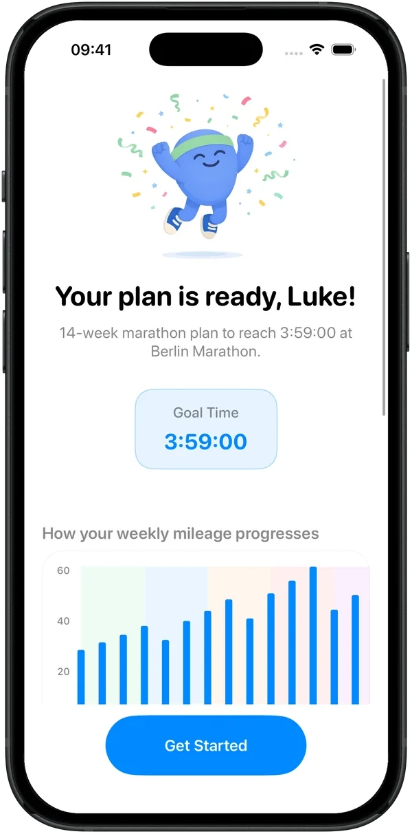 Your plan is ready: 14-week plan to reach 3:59:00